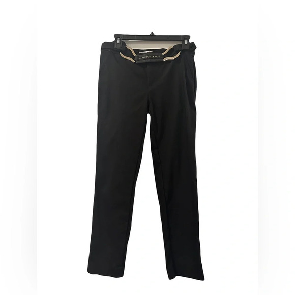 Waggon Paris Black Belted Slim Pants, Size Large